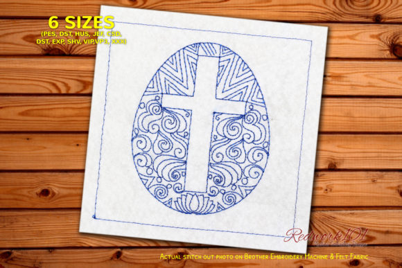 Christian Cross Sketch on Easter Egg Embroidery Review