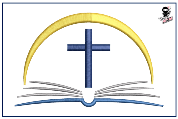 Craft Fair Gold: The Christian Cross with Bible Embroidery Design