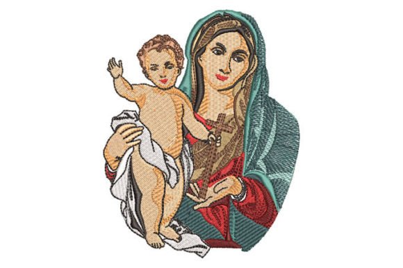 Virgin Mary Embroidery for Holiday Gifts & Decor